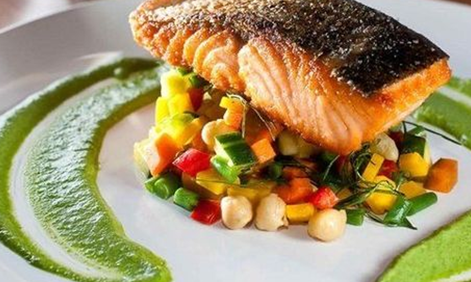 fried salmon french cuisine fine dining 